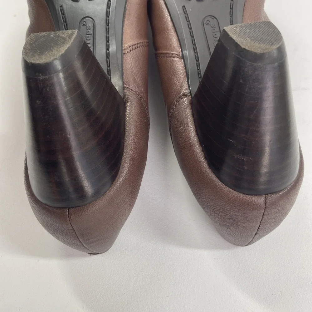 Bare Traps Womens Size 8 Tyley Brown Leather Booties Slip On Shoes Heel Button - Picture 12 of 12